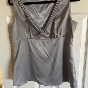 Tahari Gray Sleeveless satin top